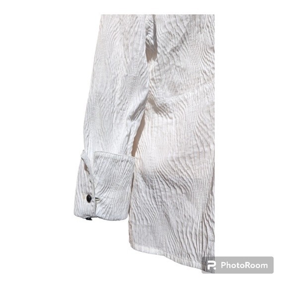 Classiques Entier White Mandarin Collar V Neck Blouse in Women's 16W - Picture 5 of 10